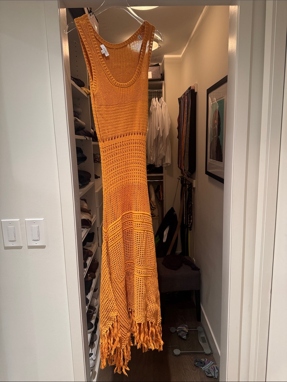 A.L.C. Sleeveless Crochet Maxi Dress in Mustard